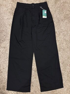 Halara Black Wide Leg Trousers High Waisted Dress Pants Size L NWT Tailored F260